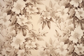 Black and white photo of floral wallpaper. Suitable for interior design projects