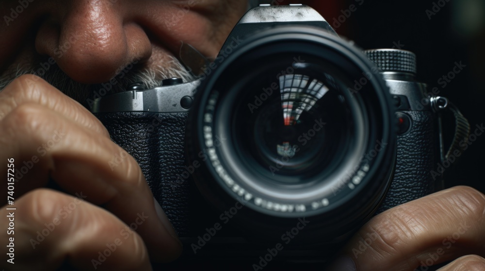 Aufkleber a man capturing a moment with a camera. suitable for photography concepts