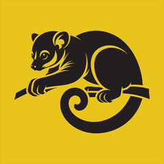 Minimalist Silhouette Vector design of a Kinkajou