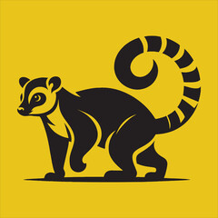 Minimalist Silhouette Vector design of a Kinkajou