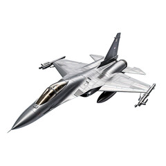 Fototapeta na wymiar Jet fighter flying on white or transparent background