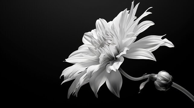 A black and white photo of a beautiful flower. Suitable for various design projects