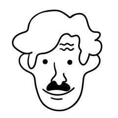 character portrait in doodle style in vector. line art for avatar design sticker coloring postcard poster print