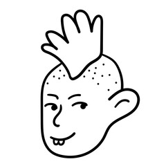 character portrait in doodle style in vector. line art for avatar design sticker coloring postcard poster print