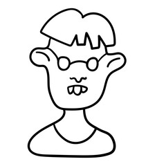 character portrait in doodle style in vector. line art for avatar design sticker coloring postcard poster print