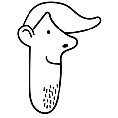 character portrait in doodle style in vector. line art for avatar design sticker coloring postcard poster print