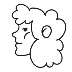 character portrait in doodle style in vector. line art for avatar design sticker coloring postcard poster print