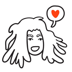 character portrait in doodle style in vector. line art for avatar design sticker coloring postcard poster print