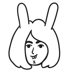 character portrait in doodle style in vector. line art for avatar design sticker coloring postcard poster print