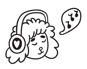 character portrait in doodle style in vector. line art for avatar design sticker coloring postcard poster print