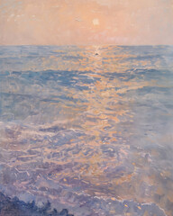 Tranquil Waters: An Oil Painting Capturing the Ocean's Serenity