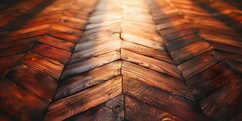 Foto auf Leinwand Exquisite herringbone parquet wood floor harmonizing traditional craftsmanship and modern design. Concept Wood Flooring, Herringbone Pattern, Traditional Craftsmanship, Modern Design © Ян Заболотний