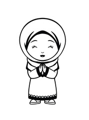 Character girl muslim hijab drawing