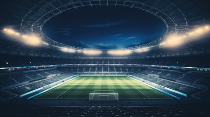 A soccer field in a stadium, perfect for sports events and competitions