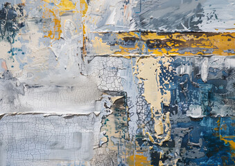Contemporary Blue and Gold Painting: Artwork on Canvas