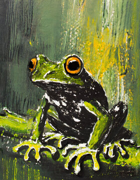 Frog abstract art painting