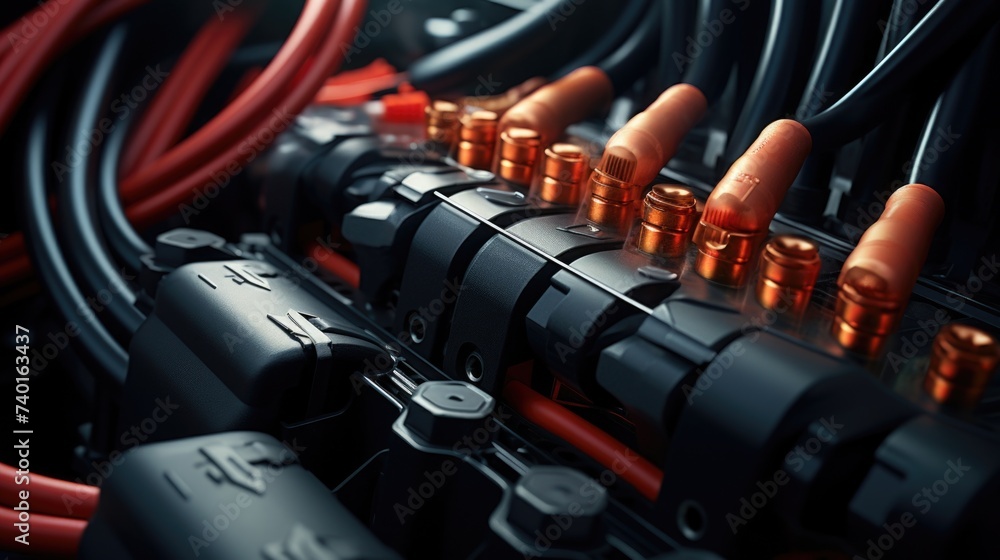 Poster Detailed view of a cluster of wires, suitable for technology concepts