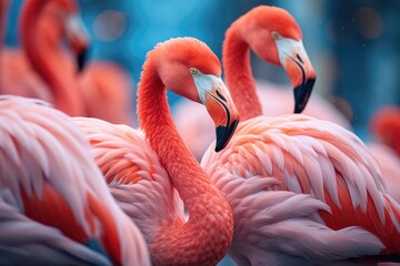 A group of flamingos standing next to each other. Ideal for nature and wildlife themed designs