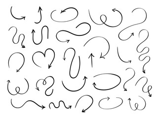 set of underline arrows. hand drawn abstract doodle elements. Decorative illustrations in sketch style. Vector illustration isolated