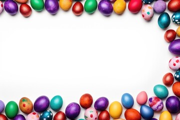 Vibrant Easter eggs arranged in a square, perfect for holiday designs