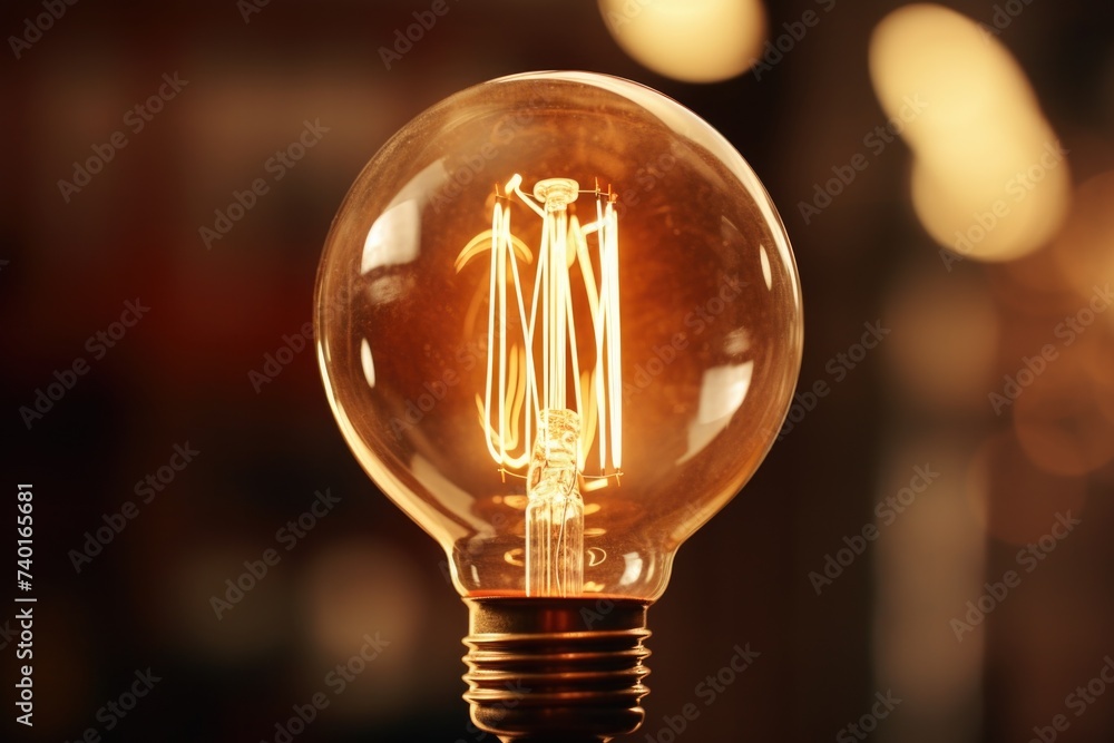 Poster close up of a light bulb on a table. perfect for illustrating creativity and innovation