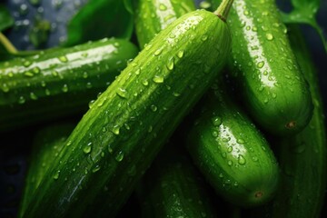 A close up of a bunch of fresh cucumbers. Ideal for food and healthy eating concepts