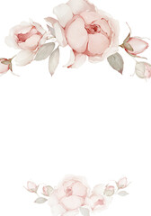 Greeting card with delicate watercolor roses - 740166282