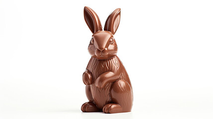 Chocolate Easter bunny on a white background.