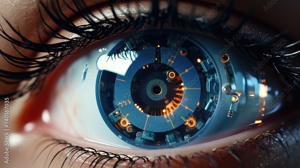 Leinwandbilder a person's eye with a clock reflected on it. suitable for time management concepts