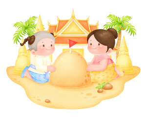 Obraz na płótnie Canvas Songkran sand pagoda