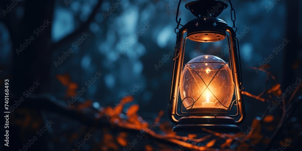 Aufkleber a glowing old-fashioned lantern shining in the dark. suitable for various design projects