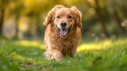 Golden Retriever Catching Ball Outdoors