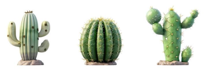 Raamstickers Cactus Three realistic cacti on a transparent background, Mexican theme.