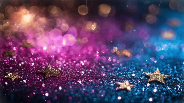 Abstract background with blue and purple particles. Christmas background, videos HD