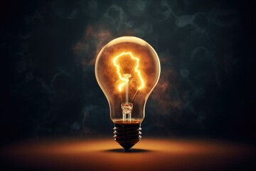 A unique light bulb with a lightning inside. Ideal for technology concepts - obrazy, fototapety, plakaty
