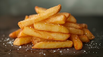 Shoestring fries on light background. AI generated illustration - obrazy, fototapety, plakaty