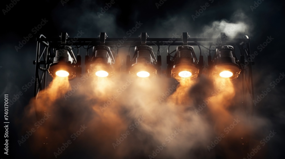 Poster a group of lights on a stage, perfect for event or performance concept