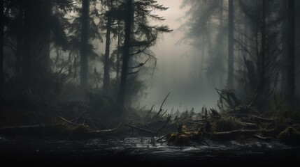 Fototapeta premium A Stream Flowing Through a Dense Forest