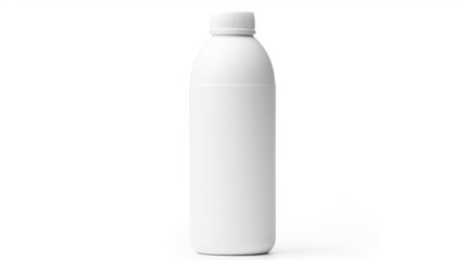 Simple white plastic bottle on a plain white background. Suitable for product mockups or minimalistic design concepts