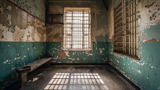 old jail cell with bars and old walls due to the age of day in high resolution and high quality
