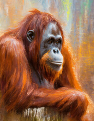 Orangutan abstract art painting