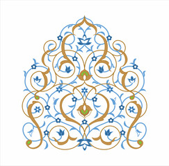 Traditional islamic floral ornament arabesque isolated on white. Vector illustration.