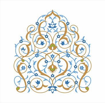 Traditional islamic floral ornament arabesque isolated on white. Vector illustration.
