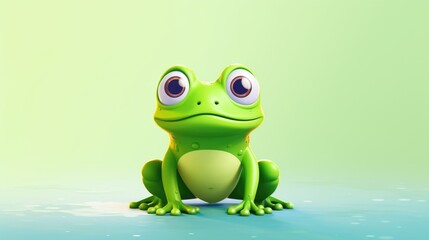 Obraz premium A green frog sitting on a blue surface, perfect for nature-themed designs