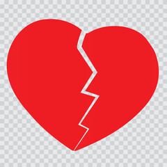 Red heartbreak / broken heart or divorce flat vector icon for apps and websites.eps10 - obrazy, fototapety, plakaty