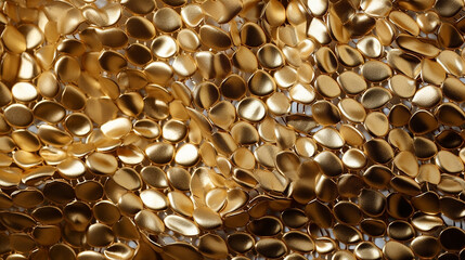 Gold color silk fabric texture material with gold color sequin buttons 