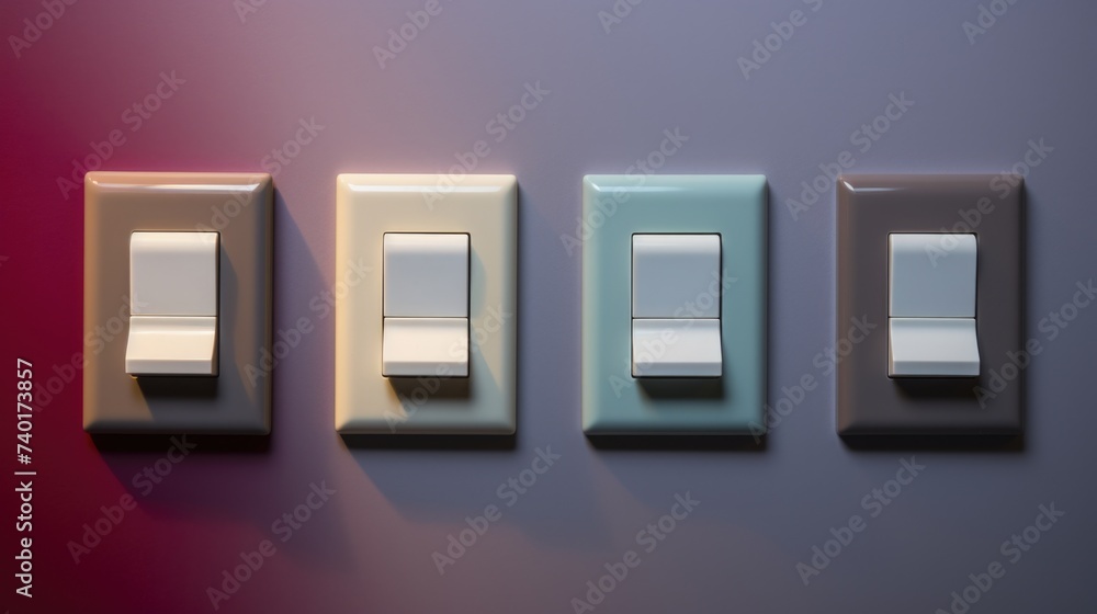 Aufkleber a row of three light switches on a white wall. perfect for illustrating concepts of home improvement