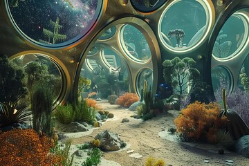 Virtual space colony design competition Inviting participants to create innovative habitats for living and working in extraterrestrial environments. - obrazy, fototapety, plakaty