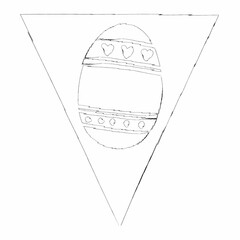 Flag with doodle egg for Easter holiday decoration.