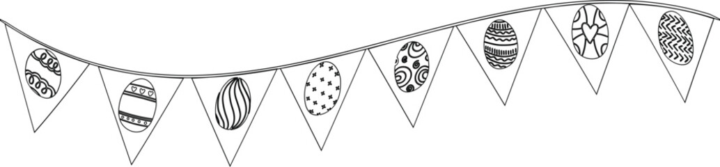 Garland with doodle egg for Easter holiday decoration.